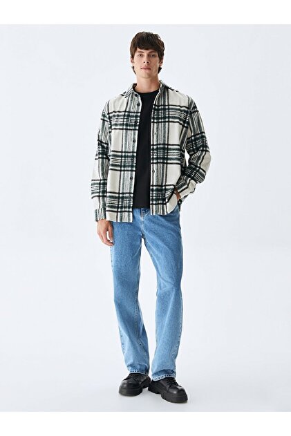 Long Sleeve Checked Green Shirt