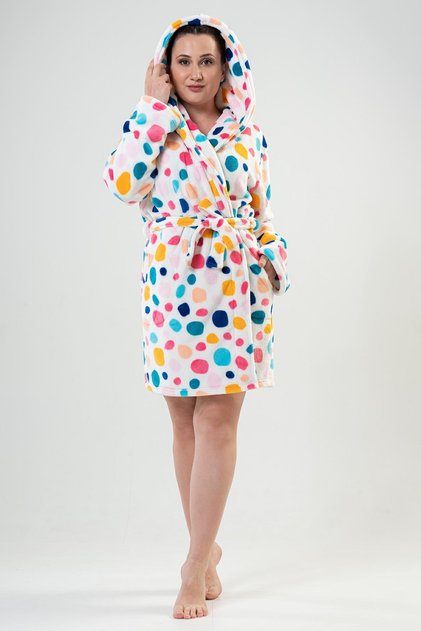 Women's Large Size Welsoft Hooded White Dressing Gown C2T1N1O202