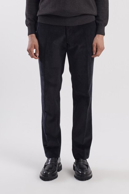 Black Regular Fit 100% Cotton Velvet Trousers