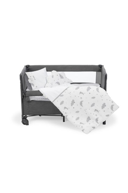 Luxury Park Bed Baby 6 Piece Sleeping Set - Gray Cloud and Moon