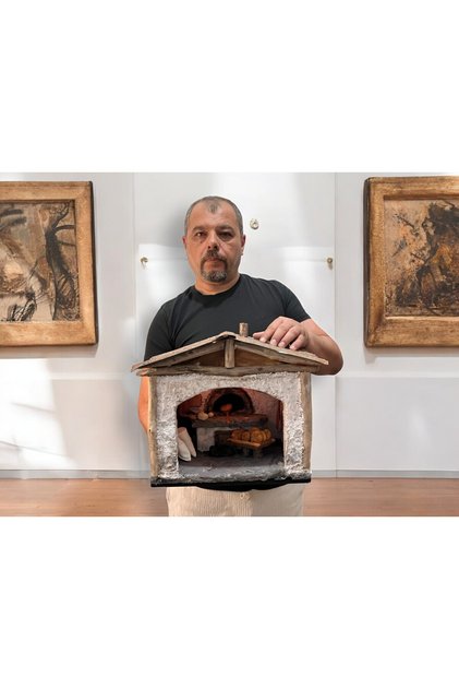 El Yapımı Rustik Ekmek Fırını Diorama – Ahşap ve Kil Detaylarıyla Minyatür 3 boyutlu Fırın Sahnesi