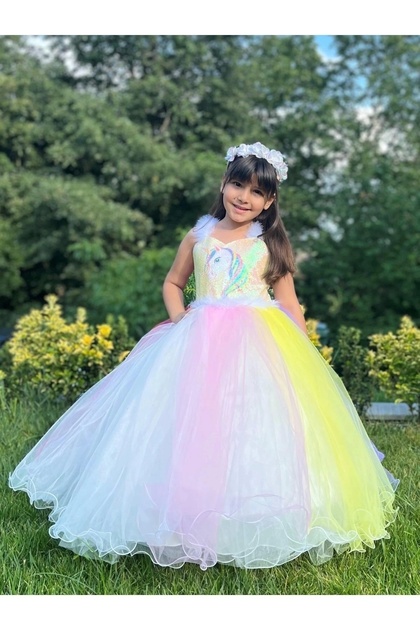 Kumsals Kids Boutique Unicorn Concept Tarlatan Children's Wedding Dress Evening  Dress Pony Costume- Trendyol