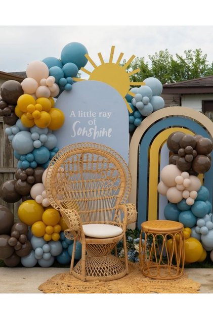 Chocolate Brown Blue Mustard Balloon Chain Set of 100