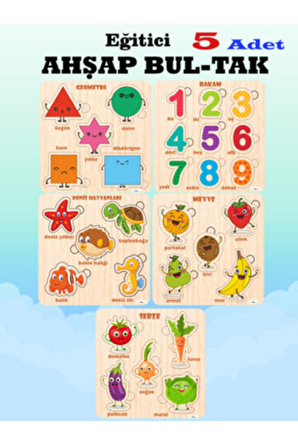 212toyzz Ahşap Oyuncak Eğitici Öğretici Puzzle Yapboz Meyve Sebze