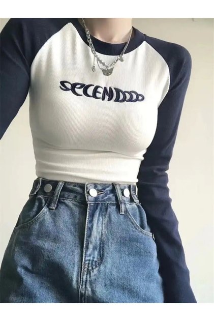 Harajuku Y2K Secendooo Long Sleeve Crop Blouse