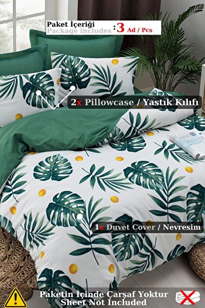Eponj Home Mature Bettbezug-Set, Doppelbett, Monstera, Grn- Trendyol