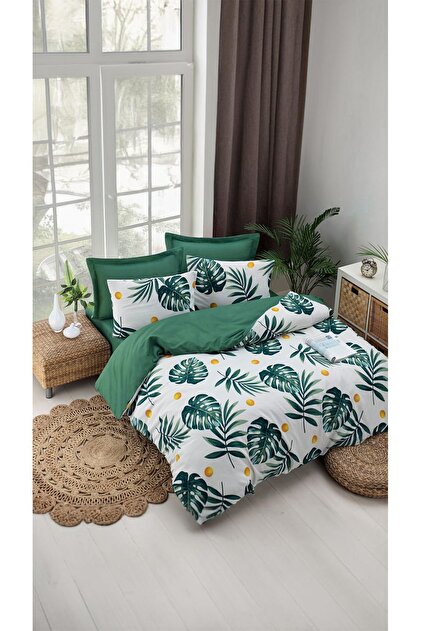 Eponj Home Mature Bettbezug-Set, Doppelbett, Monstera, Grn- Trendyol
