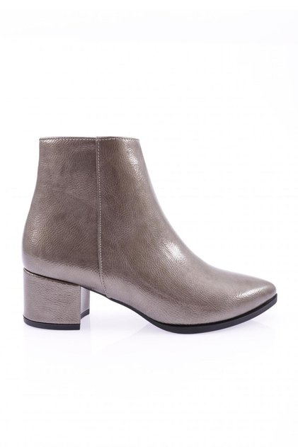 Si-07K Women's 22K Pointed Toe Heeled Ankle Boots Platinum Wrinkled Patent Leather