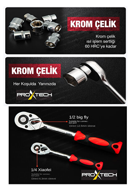 PROXTECH Valiz Çanta Cr-V Çeliği 108 Parça 1/2 Ve 1/4 Torx