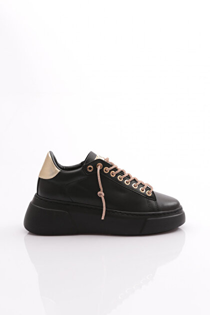 Women's Thick Sole Silver Stone Lace-Up Sneakers Shoes Black Black 15299653118