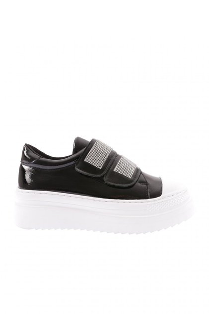 898-23Y Women's Silver Stone Detailed 2 Velcro Thick Sole Sneakers