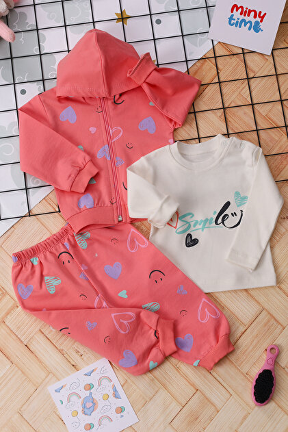 3-Piece Daily Tracksuit Set, Love Printed, Baby Girl 6 Months, 12 Months, 18 Months, 2 Years Old