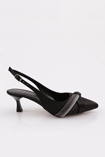 5025 Women's Open Back Stone Worked Heeled Shoes