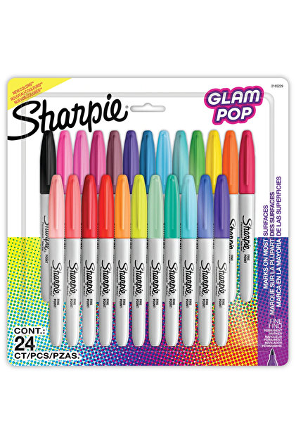 Sharpie Glam Pop Fine 24-Piece Round End Permanent Marker Set