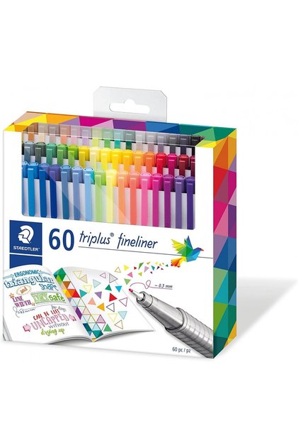 Triplus 60'lı 0.3mm Üçgen Fineliner Kalem Seti / C60