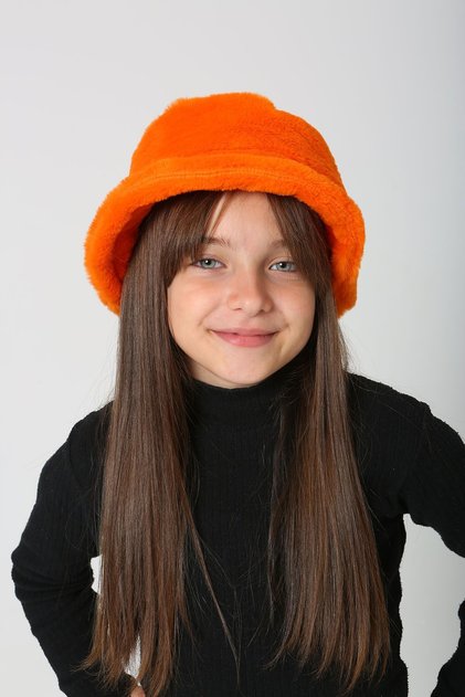 Children's plush bucket hat rkş-ç-01 orange