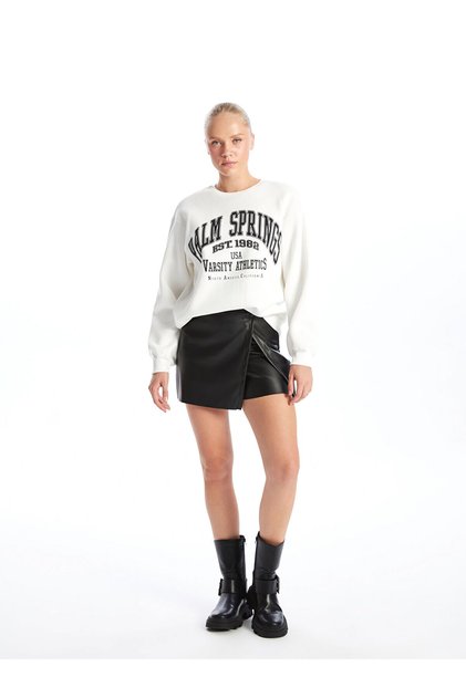 Azestrend New Season Zippered Waist Leather-Look Women's Shorts Skirt
