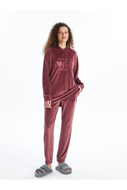 Plain Velvet Women's Jogger Pajama Bottom with Elastic Waist