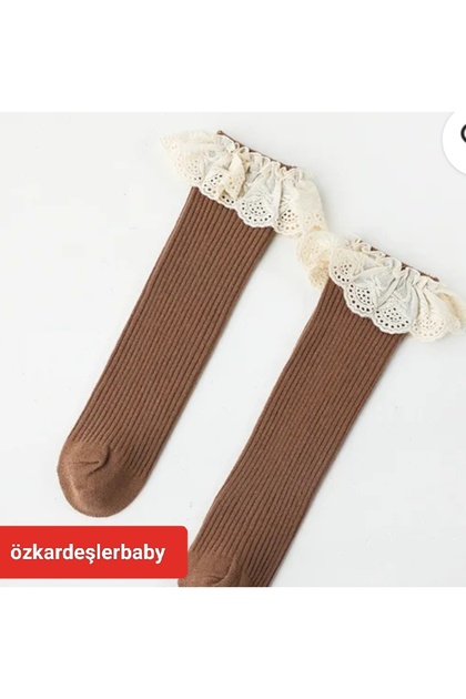 Bebek ve çocuk diz altı çorap dantelli çorap