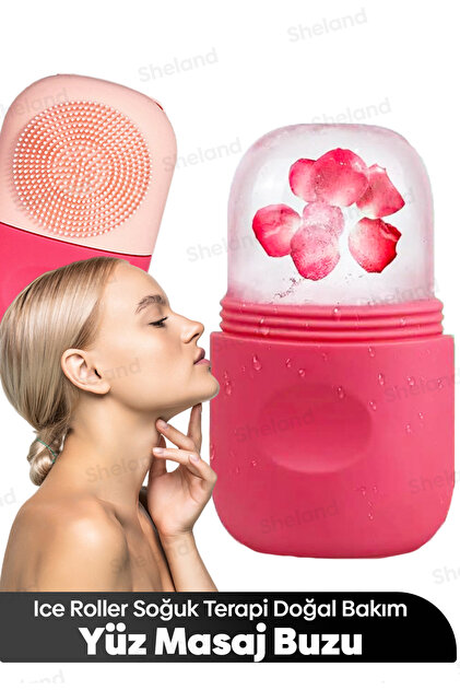 Sheland Pro Temizleme Fırçalı Ice Cube Buzlu Yüz Masajı Gua Sha