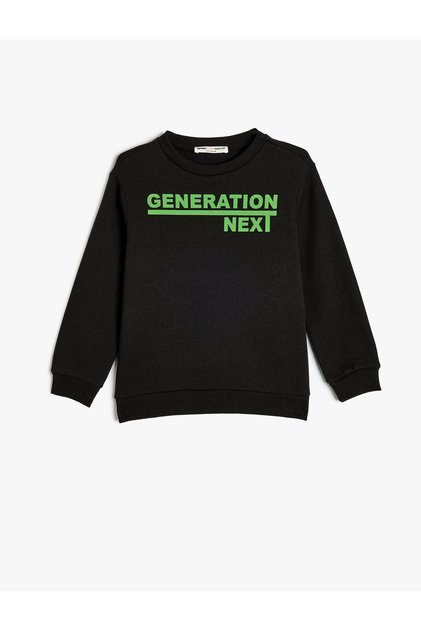 Long Sleeve Crew Neck Slogan Printed Sweatshirt