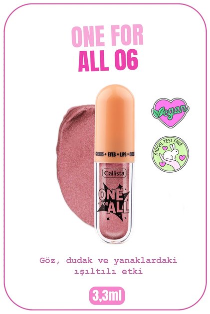 One For All Eyes & Lips & Cheeks Işıltılı Likit Göz farı - 06 Fairy Dreams