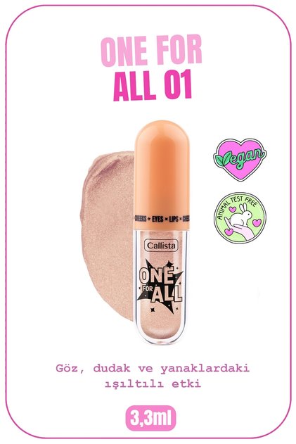 One For All Eyes & Lips & Cheeks Işıltılı Likit Göz farı - 01 Daylight