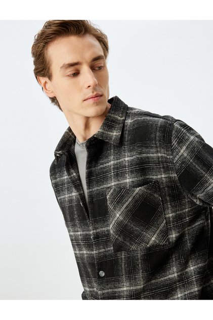 Winter Long Sleeve Lumberjack Shirt with Pocket Detail