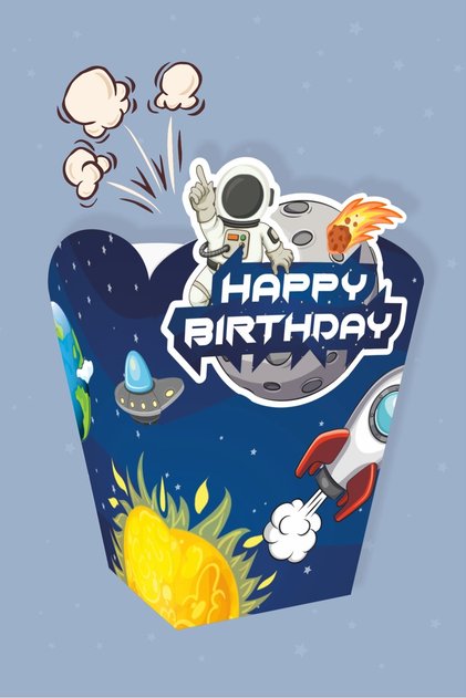 Space-Themed Popcorn Box (Corn) - Pack of 8