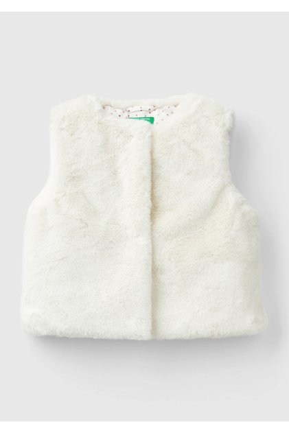 Girl's Ecru Plush Vest