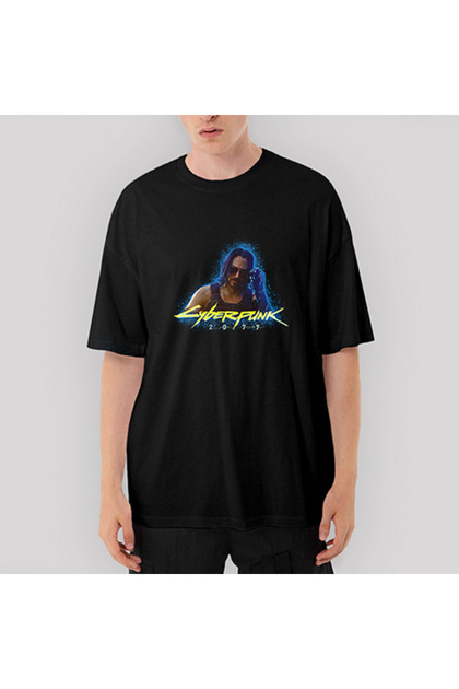Cyberpunk 2077 Keanu Reeves Oversize Black T-Shirt