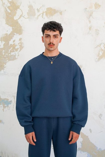 Navy Blue Cozy Basic Oversize Sweat