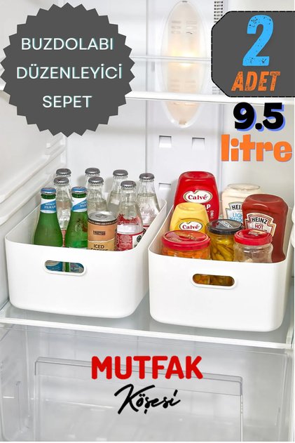 FreshBox 2 Adet 9.5 Litre Dolap İçi Düzenleyici Sepet, Saklama Kutusu, Banyo ve Mutfak Organizeri