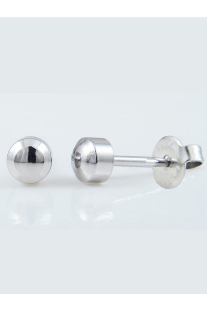 Surgical Steel Earrings Full Moon Simple Unisex 5 Mm, Crystal Stone Solitaire Earrings (1 Pair)