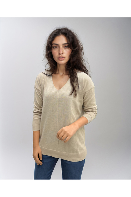 Women's Mink Cotton V-Neck Thin Sweater