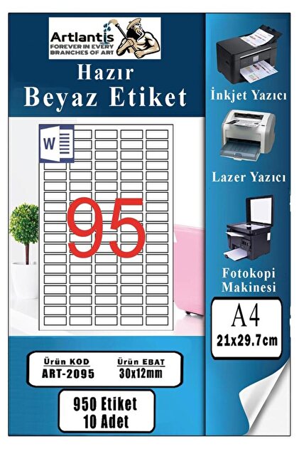 Artlantis A4 Hazır Etiket 46.4x21.2 mm 10 Sayfa 1 Paket 52 li