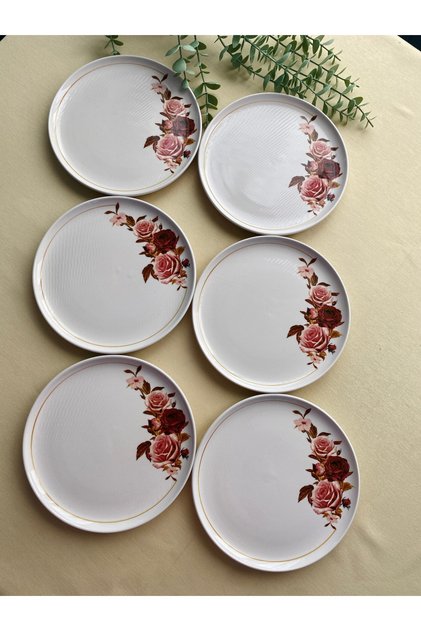 Gülpembe 6 adet servis/pasta tabağı