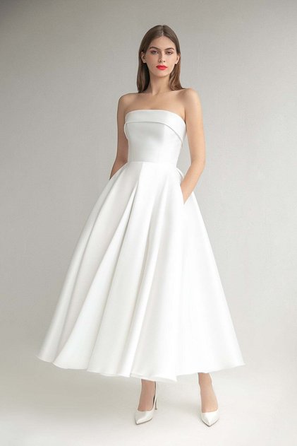 Straplez A-line Nişan Elbise Nikah Elbise Söz Elbise