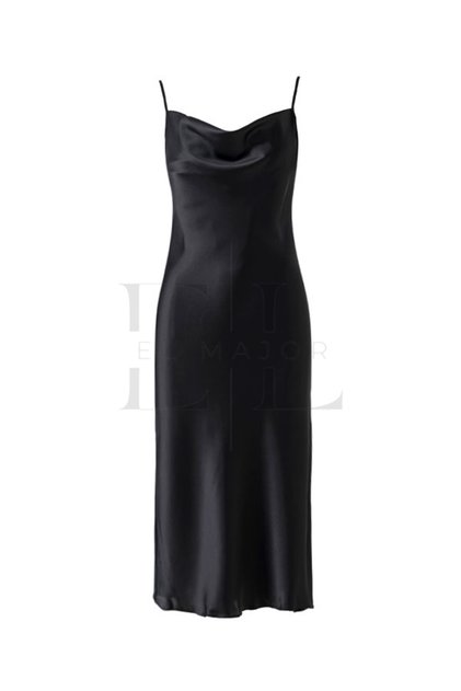 Degaje Collar Midi Length Satin Dress