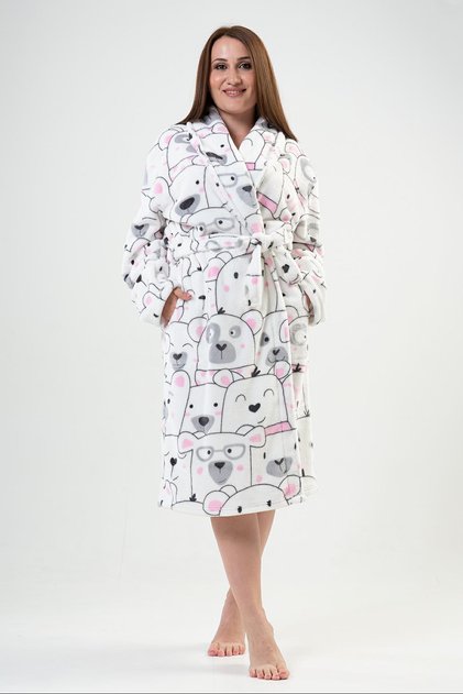 Women's Plus Size Welsoft Shawl Collar Long White Dressing Gown C9T9N0O202