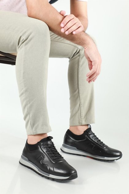 Leather Orthopedic Black Nata Men's Sports Shoes 5333