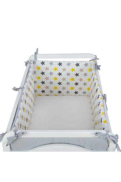 80x130 Side Protection Barrier for Cribs Zippered 4-Piece Yellow Star Pattern