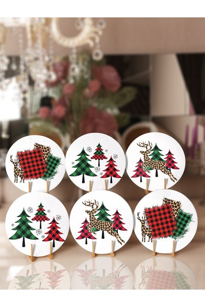 6-Piece Plaid Christmas Themed Special Design Plate & Placemat