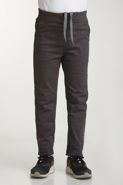 Unisex Children's Ribbed Waist Smoked Canvas School Trousers