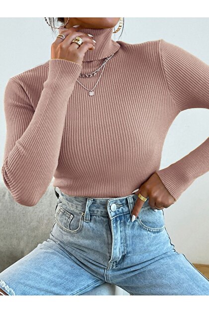 JAKARLI Unisex Salmon Cotton Turtleneck Camisole Slimfit