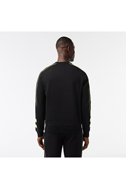 Lacoste Erkek Classic Fit Bisiklet Yaka Baskılı Siyah Sweatshirt