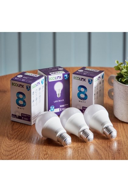 8W E27 Daylight LED Bulb - Set of 3