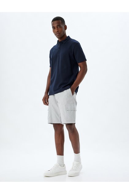Chino Shorts Bermuda Cargo Pocket Detailed Waist Lace up Cotton