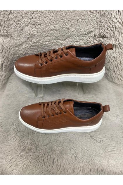 Tan Color Inside and Outside Real Leather Laced Thick Sole Men's Shoes