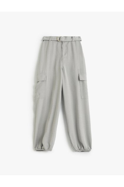 Jogger Pantolon Kargo Cepli Beli Bağlamalı Kemer Detaylı